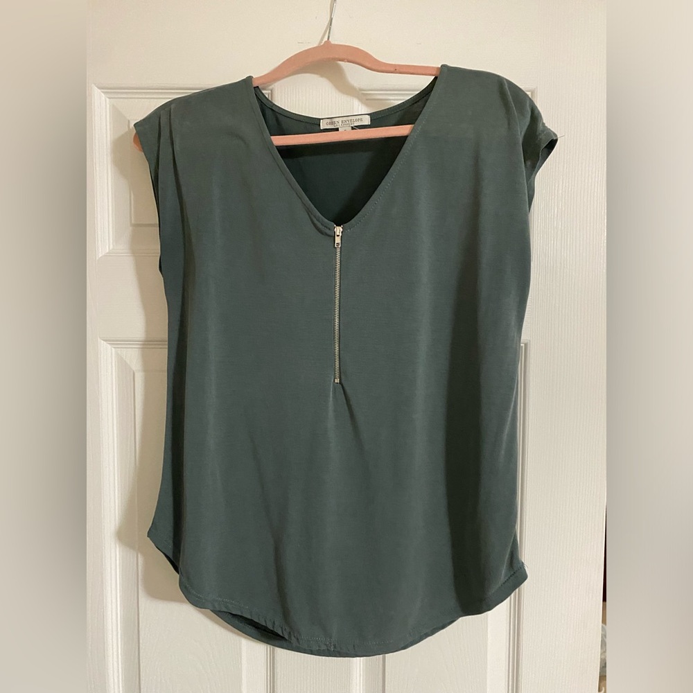 Green envelope shirt size small color green